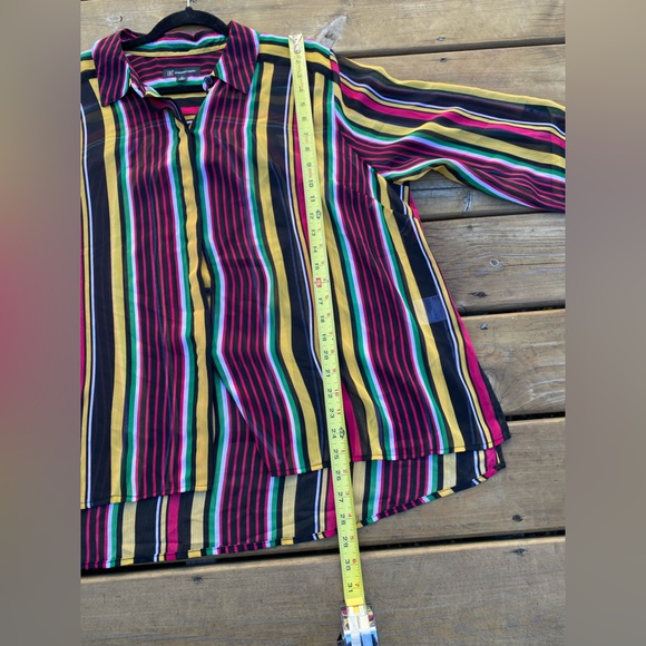 I.N.C. International concepts women’s Plus-Size 2x Striped Button-Up Top - Picture 11 of 14